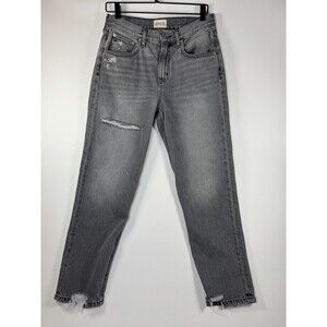 Etica‎ Jeans Womens 27 Gray Marlowe Slim Boyfriend Distressed Raw Hem Mid Rise